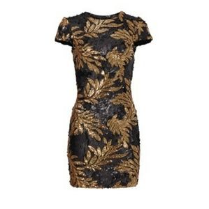 Black and gold mini dress